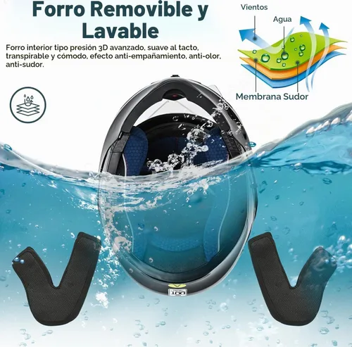 Vista 6 de Casco de motocicleta con Bluetooth, casco modular de motocicleta con Bluetooth, aprobado por DOT, doble visera, abatible, con Bluetooth, casco