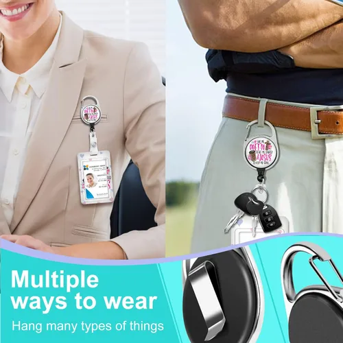 Vista 7 de Plifal Soporte para tarjetas de identificación con cordón y clip retráctil para cinturón, divertido llavero para amantes del café, extensor