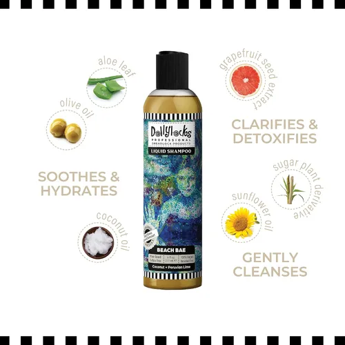 Vista 6 de Dollylocks Claifying - Champú líquido Lima de coco Sin parabenos, a base de plantas, vegano, sin residuos, trenzas y cuidado de rastas, todo