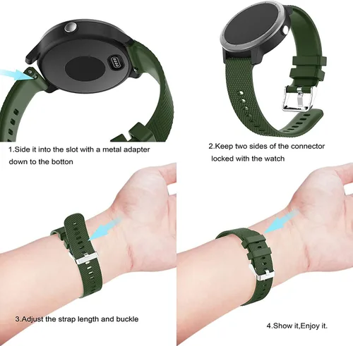 Vista 6 de Bandas de reloj para Vivoactive 3, bandas de repuesto de silicona suave de 0.787 pulgadas para Garmin Vivoactive 3/Garmin Forerunner 645 Verde