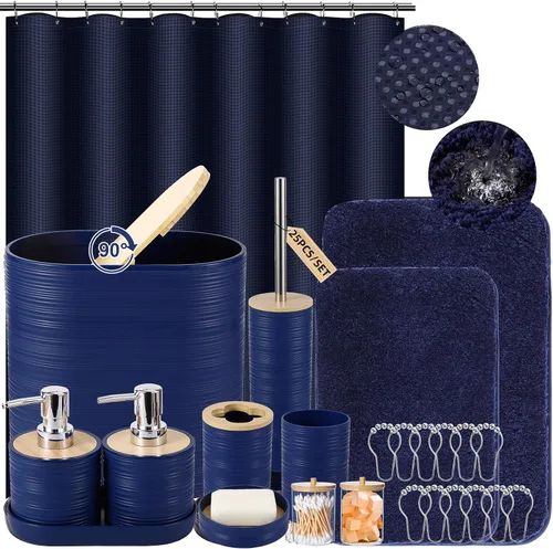 Vista 8 de XLHOMO Juego de 10 accesorios de baño color negro, juego de accesorios de baño de lujo con basura, cepillo de inodoro y 2 dispensadores de jabón