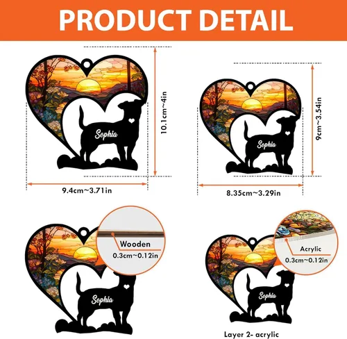 Vista 5 de NAZENTI Atrapasoles personalizado de sabueso afgano, adorno conmemorativo personalizado para la pérdida de mascotas, regalo de condolencia