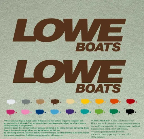 Vista 15 de Par de calcomanías de vinilo de repuesto compatibles con Lowe Boats, motor fuera de borda, juego de 2 (12 pulgadas, negro 070)