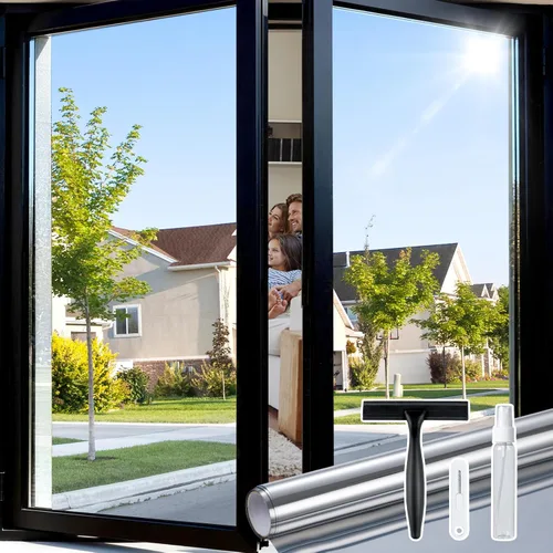 Vista 38 de rabbitgoo - Película de privacidad para ventanas con diseño de arco iris y vidrio manchado, patrón de diamante, calcomanía no adhesiva con tinte