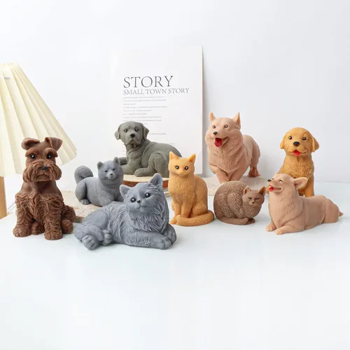 Vista 5 de Molde de silicona para velas 3D para perros, molde de jabón de animales para chocolate, dulces, decoración de pasteles, vela de cera de soja, jabón