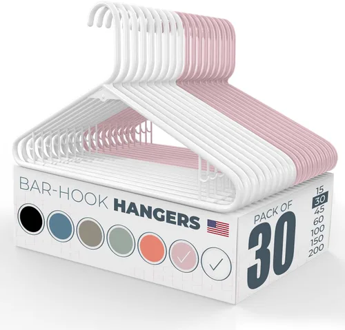 Vista 33 de Perchas de plástico de 15 unidades – Hechas en EE.UU. – Capacidad de 2.7 kg, perchas estándar de ropa con ganchos de correa para vestidos, lencería
