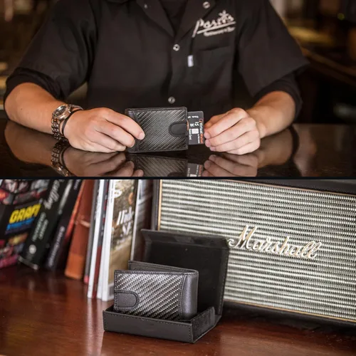 Vista 7 de Fidelo Billeteras plegables de cuero para hombre, carteras RFID de alta capacidad para hombres, billetera de lujo con múltiples compartimentos