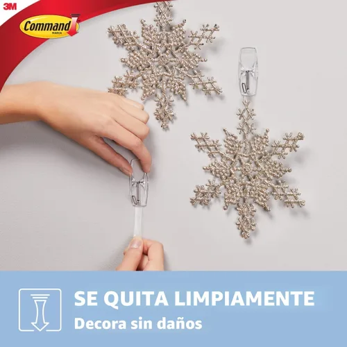 Vista 7 de Command Ganchos de palanca de alambre transparente medianos, 6 ganchos y 8 tiras, ganchos de pared colgantes sin daños para colgar decoraciones