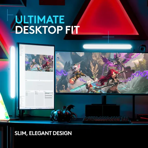 Vista 3 de Logitech G Litra Beam - Luces LED para configuración de juegos, luz clave con TrueSoft, soporte ajustable, brillo/temperatura de color, control