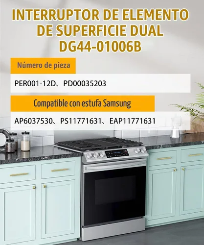 Vista 4 de Horno de cocina DG44-01006B, interruptor infinito dual compatible con horno Sam-Sung, reemplaza AP6037530, PS11771631, EAP11771631, ETC.
