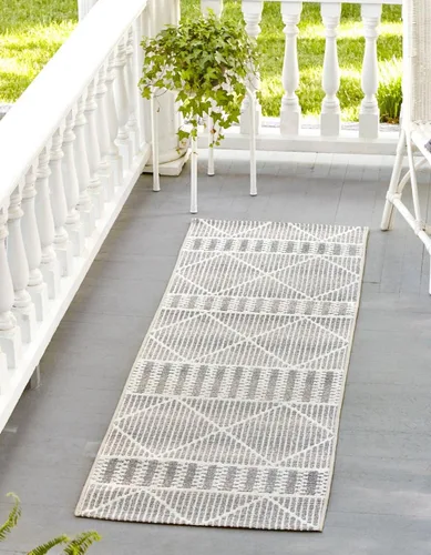 Vista 10 de Unique Loom Outdoor Trellis Collection - Alfombra de área - Dalyan (2 x 3 pies 1 pulgada, rectangular, azul/marfil)