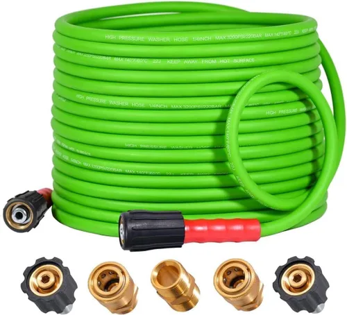 Vista 13 de YAMATIC Manguera de lavado a presión de 3600PSI para lavadora eléctrica de 25 pies x 1/4 pulgadas, resistente a las torceduras, manguera de repuesto