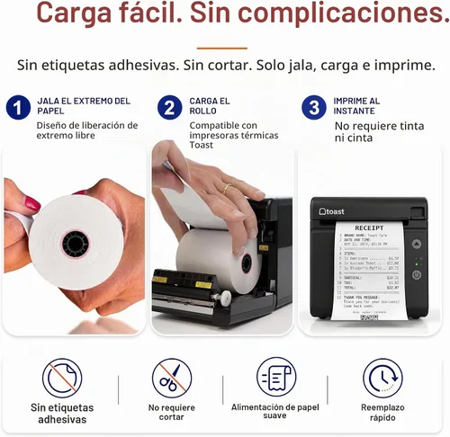 Vista 5 de Rollo de papel para impresora térmica para Toast TP200 Impresora de recibos de punto de venta (6 rollos)