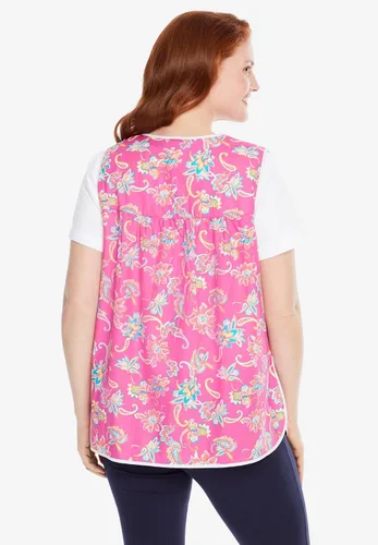 Vista 3 de Only Necessities Delantal a presión en talla grande para mujer