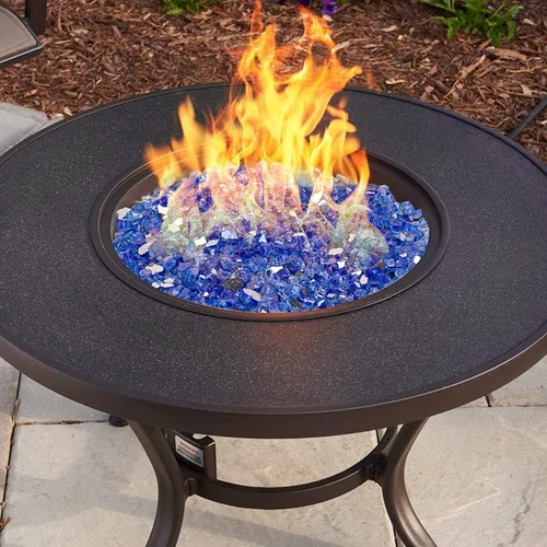 Vista 5 de Mr. Fireglass Vidrio de fuego de 10 libras, rocas de vidrio templado reflectante de 1/2 pulgada de alto brillo para chimenea, mesa de hoguera y Azul