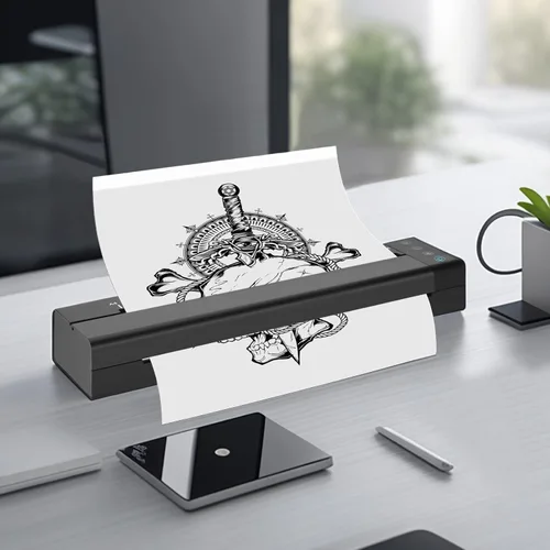 Vista 7 de ATOMUS Impresora de plantillas de transferencia de tatuajes 113E Máquina de tatuaje térmica inalámbrica recargable USB Bluetooth Copiadora térmica