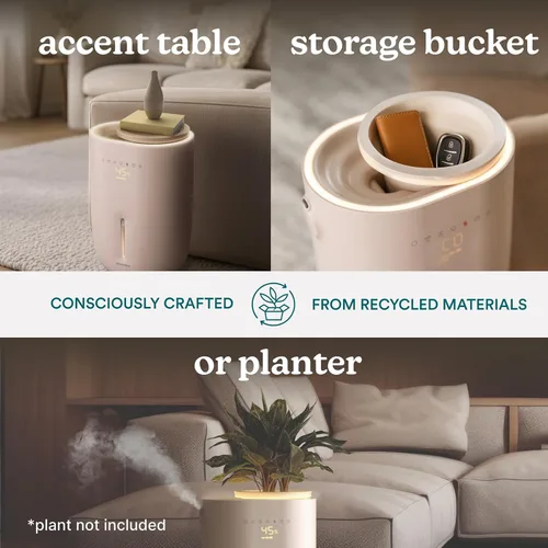 Vista 8 de Homedics Natura Humidificador ultrasónico de vapor caliente y frío, 1.3 galones para habitaciones grandes, 60 horas de funcionamiento, soporte