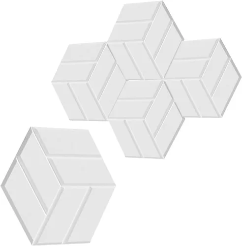 Vista 3 de of 12 Hexagonal Foam Panels Soundproof Wall Acoustics Tiles Polyester Texture Suitable for Studios Home Soundproof Silver/Gray