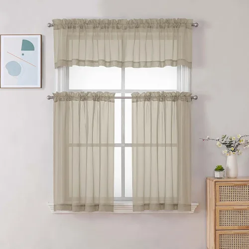 Vista 30 de Gwine Cortinas traslúcidas doradas de 96 pulgadas de largo, 2 paneles para Dorado
