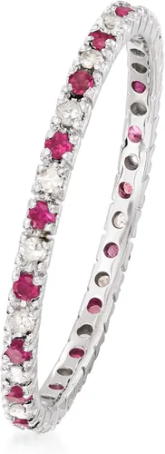 Vista 3 de Ross-Simons Anillo de eternidad con piedras preciosas y diamantes en oro blanco de 14 quilates