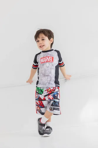 Vista 2 de Marvel Vengadores Spider-Man Capitán América Hulk Iron Man - Conjunto de traje de traje de baño para niños pequeños a grandes