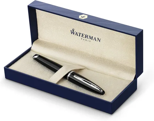 Vista 12 de Pluma estilográfica Waterman Carene Deluxe con punta mediana de oro macizo y tinta azul (S0699940), negro, dorado (Black Sea and Gold)