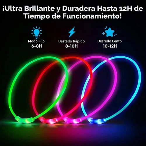 Vista 2 de NOVKIN Collar de perro LED, collar de perro iluminado para caminar por la noche, impermeable IP67, collar para mascotas recargable por USB, luces