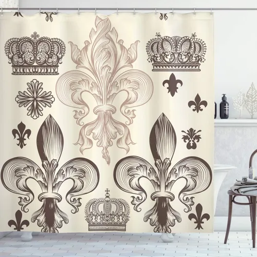 Vista 22 de Ambesonne set de cortina para baño decorativa de tela de poliéster con ganchos
