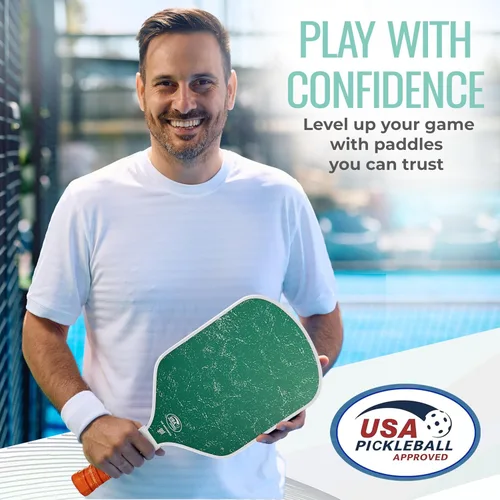 Vista 6 de Paleta de pickleball individual y juego – Palas ligeras aprobadas por USAPA, superficie de fibra de vidrio, núcleo de panal de abeja de 0.512 in