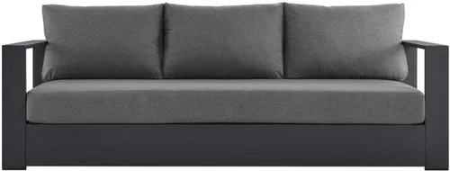 Vista 2 de Modway Tahoe - Sofá de aluminio para patio exterior en gris carbón