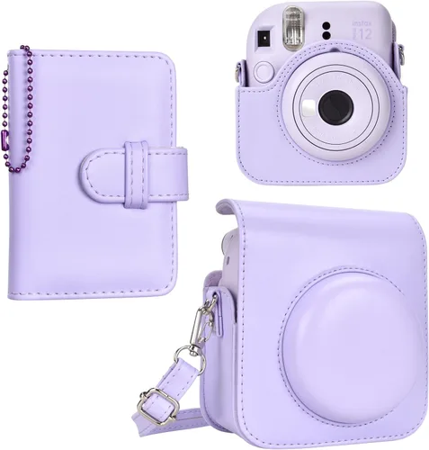 Vista 9 de Fuji Mini 12 - Funda para cámara y álbum de fotos, funda protectora de cuero compatible con cámara instantánea Instax Mini 12 con álbum de fotos