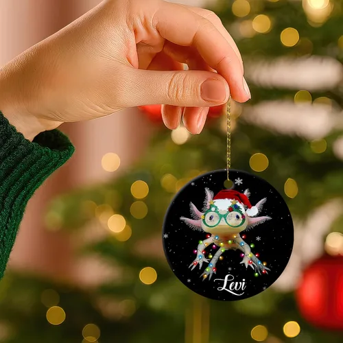 Vista 6 de HYTURTLE Adorno de Navidad personalizado de ajolote 2023 – Nombre personalizado para niños/niñas, bonitos adornos de Navidad para niños, adornos