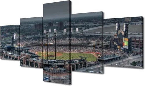 Vista 83 de Busch Stadium Baseball Home Decor St. Louis, Missouri Cityscape - Pósteres e impresiones artísticas de pared de 5 piezas de estadios de béisbol