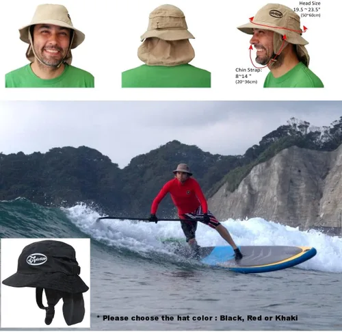 Vista 4 de Sombrero de pescador para stand up paddle surf y protección solar ala ancha de poliéster de secado rápido