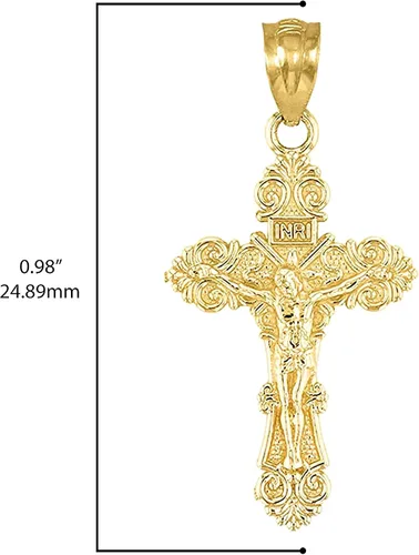 Vista 3 de Colgante de crucifijo INRI de oro de 14 quilates Elección de metal