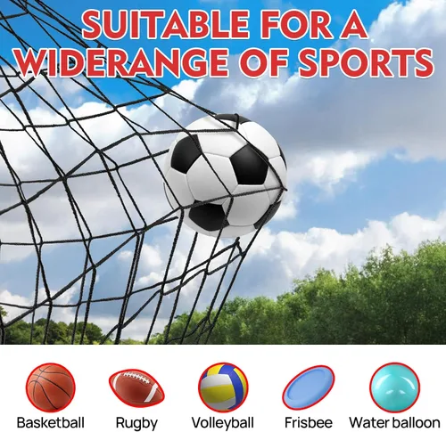 Vista 5 de Red de fútbol para patio trasero, redes de fútbol de portería abierta de 10 x 10 pies, red deportiva para entrenamiento de práctica de fútbol