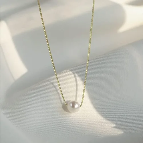 Vista 4 de Collar de oro de 14 quilates, collar de perlas cultivadas de agua dulce natural, regalo para mujeres y niñas