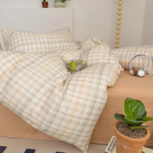 Vista 109 de EAVD Juego de funda de edredón a cuadros de estilo vintage, tamaño individual, suave, 100% muselina de algodón, retro, rojo, verde, negro 01-negro