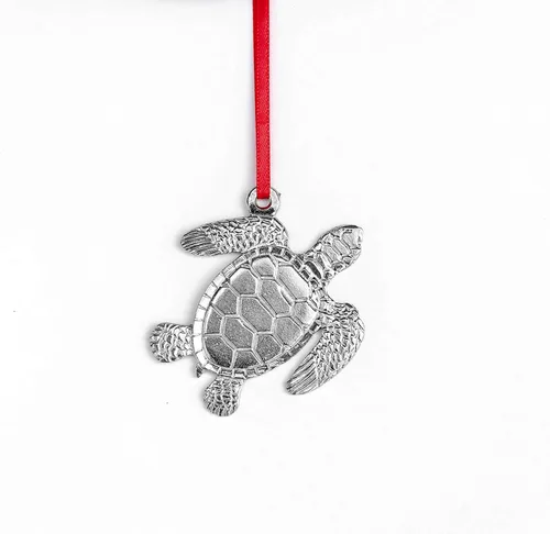 Vista 3 de Regalos náuticos hechos a mano de tortuga marina - Adorno costero de metal para árbol de Navidad (tortuga marina)