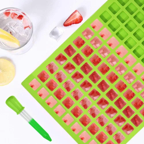 Vista 8 de SENHAI 2 paquetes de moldes cuadrados de silicona, 126 cavidades flexibles y antiadherentes para cubitos de hielo, moldes de gelatina de chocolate