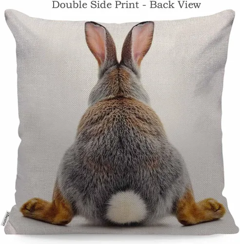 Vista 2 de WONDERTIFY Funda de almohada para sofá con diseño de conejo gris aislado en fondo blanco - Funda de almohada de lino suave para decoración