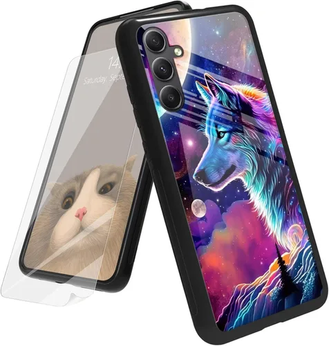 Vista 13 de Funda para Samsung Galaxy A12 5G con protector de pantalla, parte trasera de vidrio templado + TPU de silicona suave que absorbe los golpes