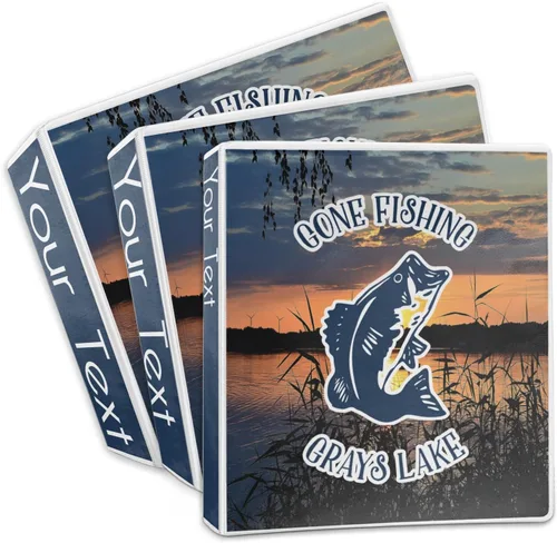 Vista 3 de Carpeta personalizada de 3 anillas Gone Fishing - 1 pulgada