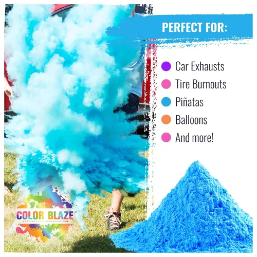 Vista 4 de Color Blaze Paquetes de polvo de color para revelación del género del bebé, 2.65 oz cada uno, 10 paquetes de polvo de color azul para niños