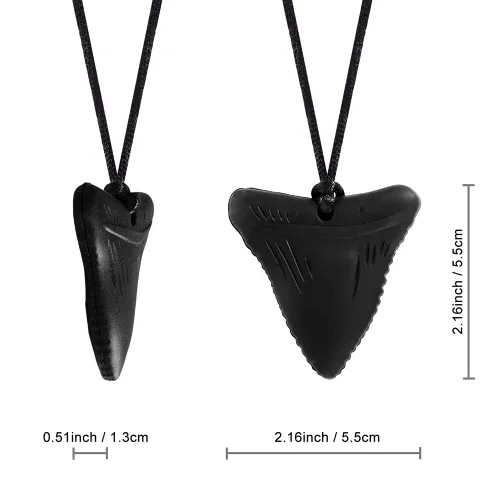 Vista 2 de 5 collares sensoriales masticables para niños sensoriales, collar de diente de tiburón, tratamiento de mordida de uñas para niños y adultos, YQZIYOU