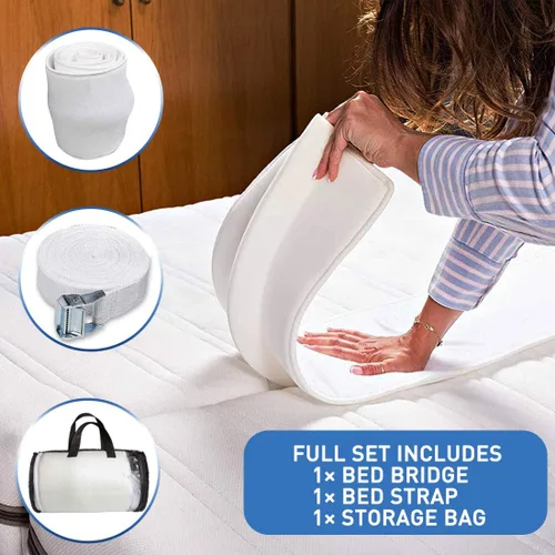 Vista 4 de HITOMEN Puente de cama, kit de convertidor de cama individual a King, relleno de huecos de cama con correa, conector de colchón