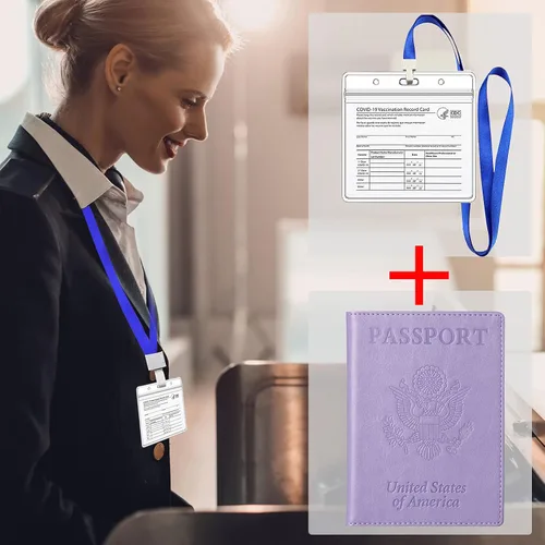 Vista 2 de TIGARI Fundas para pasaporte para pasaporte fundas para pasaporte y vacuna tarjetas combinadas estuche ultra delgado para pasaporte para mujeres