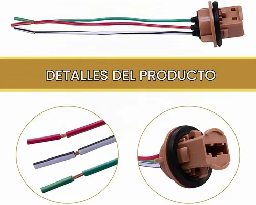 Vista 3 de Pack-2 Automotive 7443 Portabombillas de Luz de Freno, Conector de Arnés con Socket Pigtail, Adaptador Hembra de Plástico con Aislamiento
