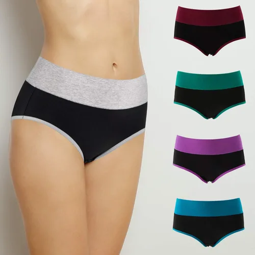 Vista 2 de INNERSY - Ropa interior de algodón para mujer, de talle alto, para posparto, paquete múltiple