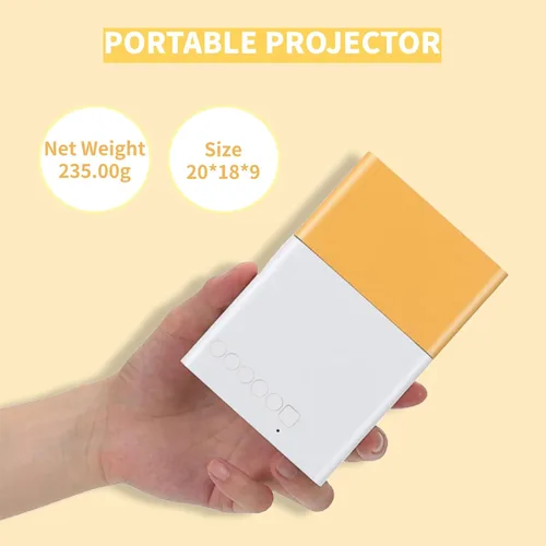 Vista 4 de EBTOOLS Mini proyector, LCD 1080P Full HD portátil, blanco y amarillo, soporta proyección de 24-60 pulgadas, AV, VGA, HDMI, compatible con USB